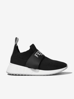 Fendi Kids Logo Slip On Trainers in Black