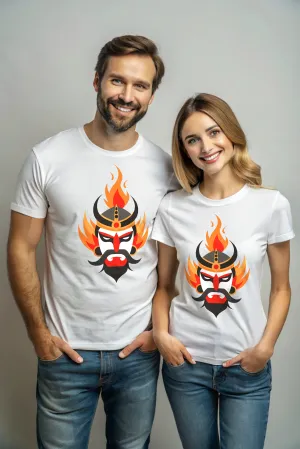 Flaming Rage - 100% Cotton White Crewneck Half Sleeve Unisex T-Shirt