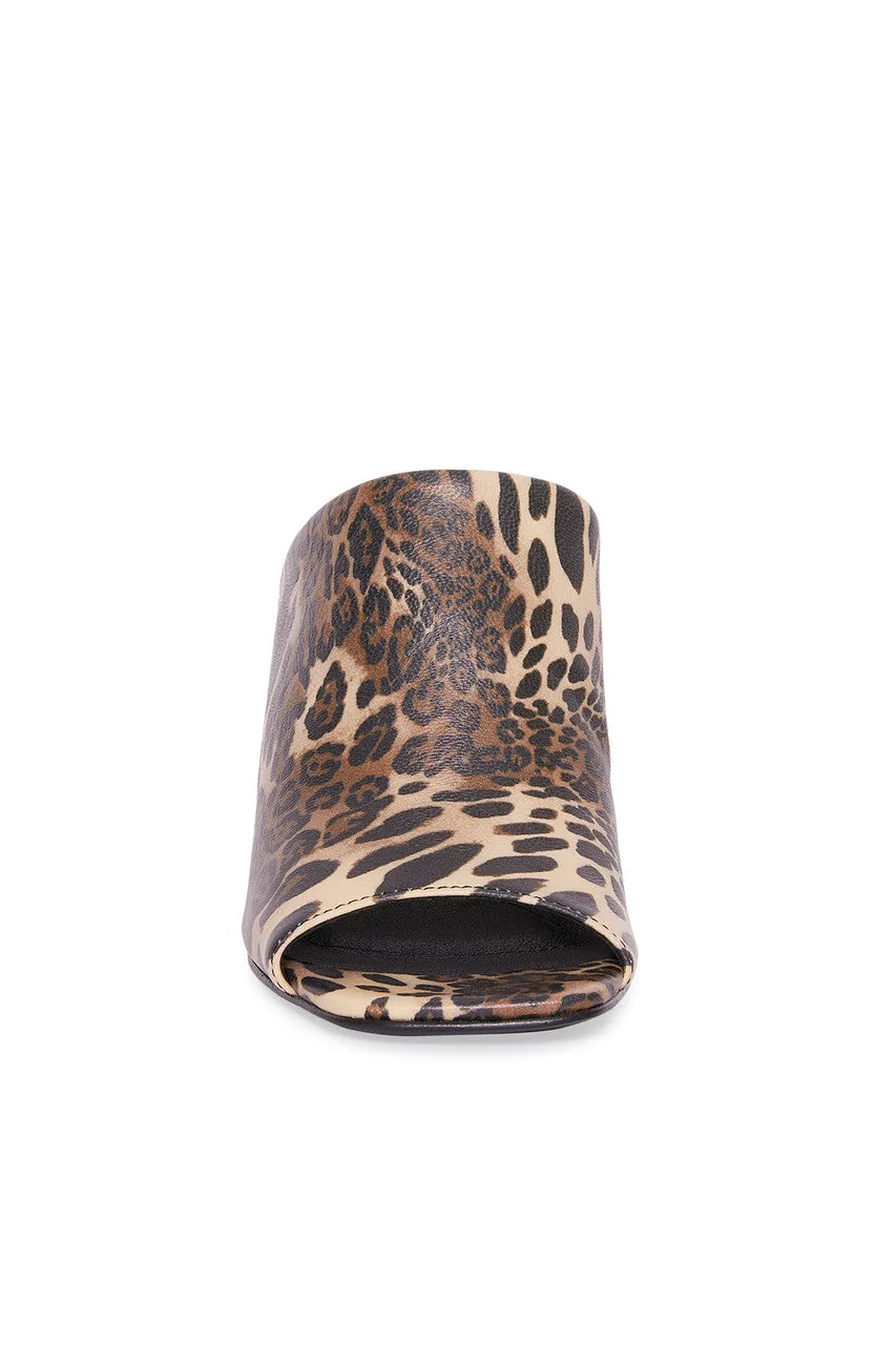 Gamine Luxe Leopard Column Heel Mule