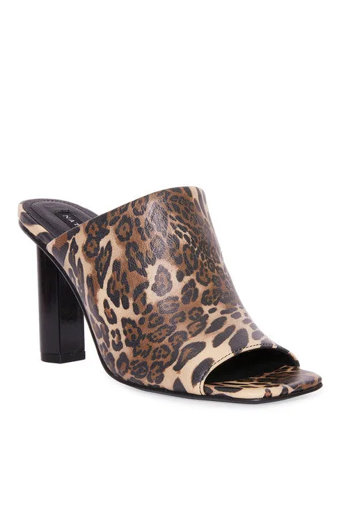 Gamine Luxe Leopard Column Heel Mule