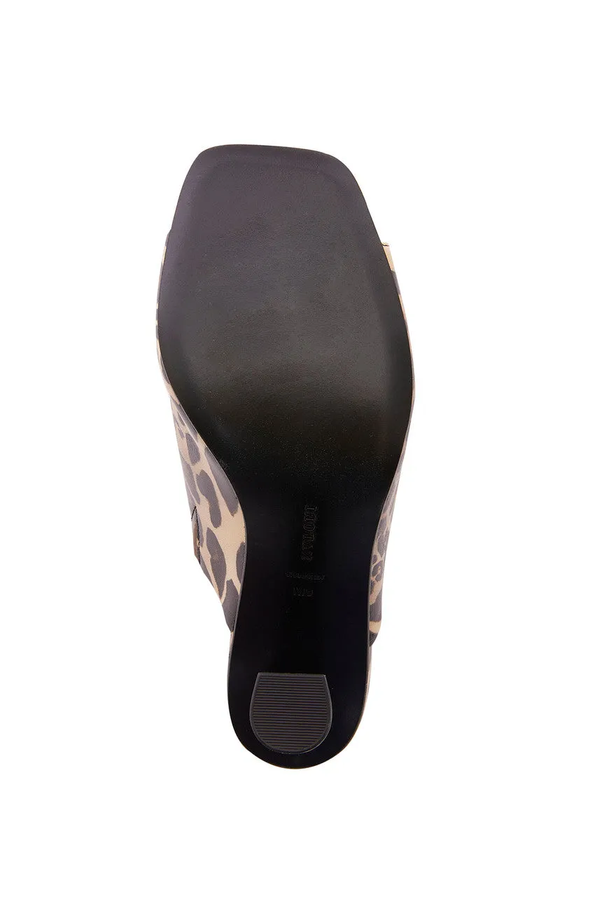 Gamine Luxe Leopard Column Heel Mule