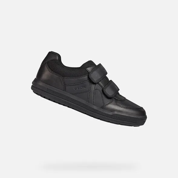 Geox Arzach Black Velcro School Shoes