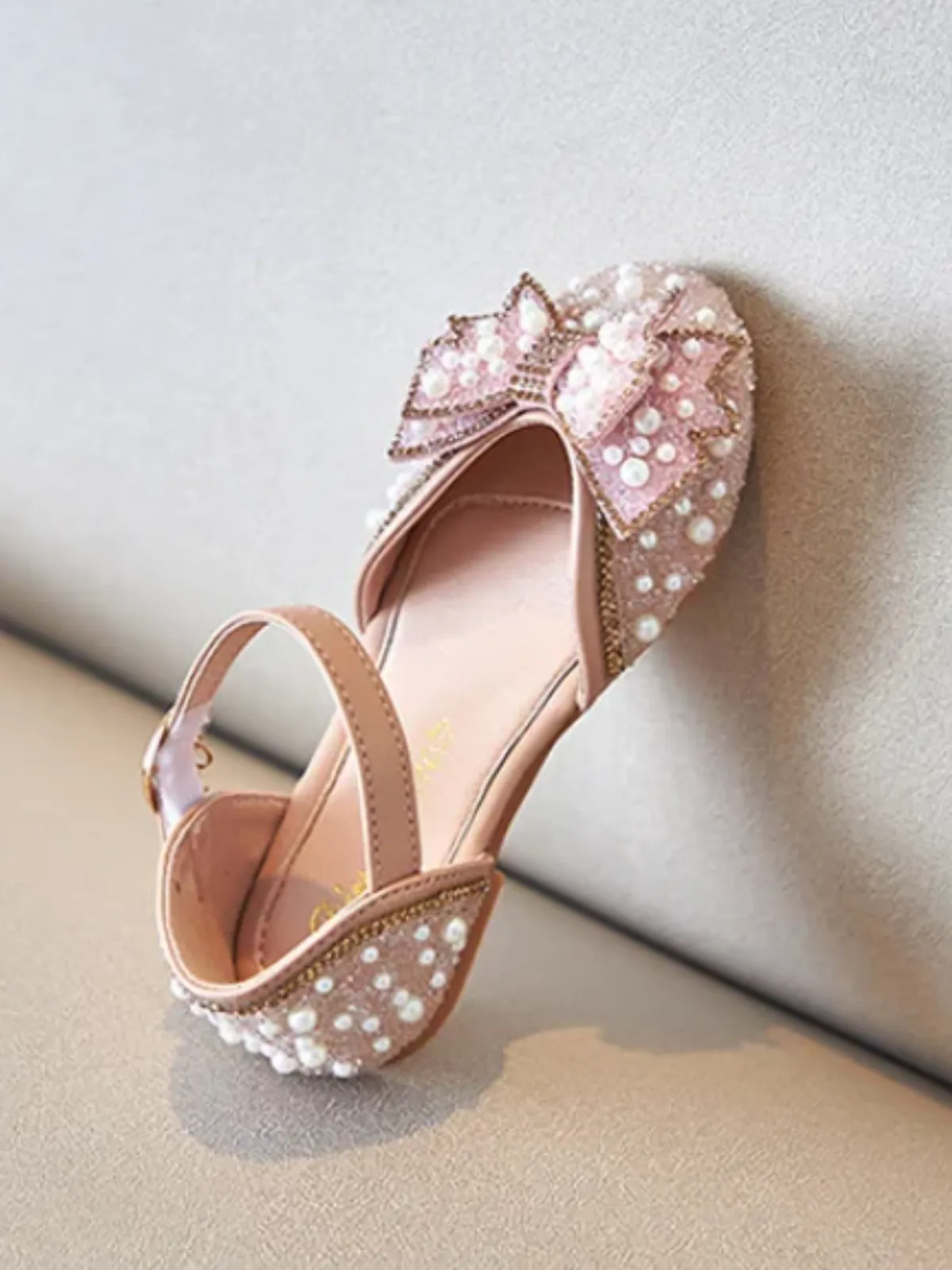 Girl Of Luxury Pearl Embellished Ankle Strap Shoes By Liv and Mia