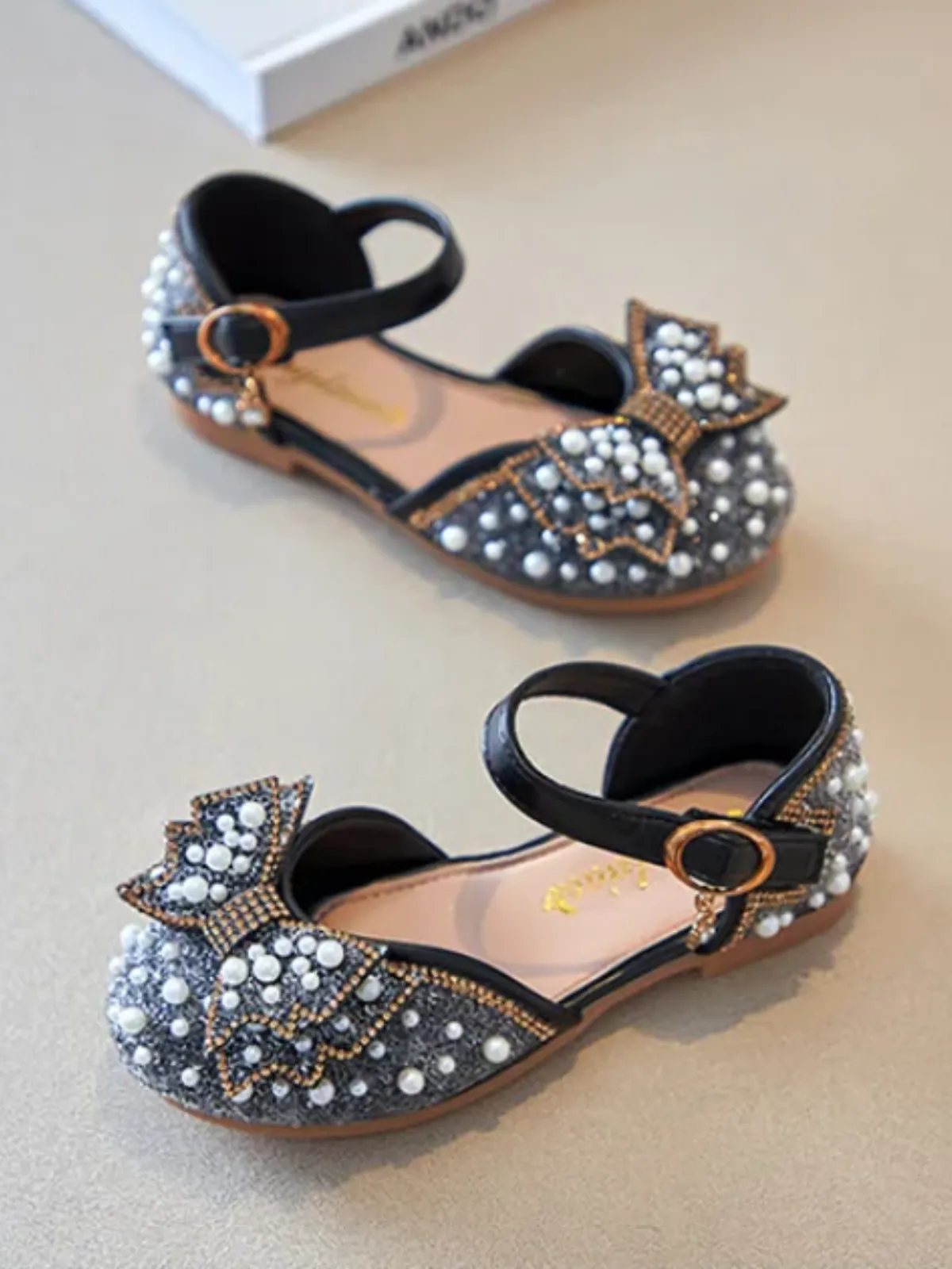 Girl Of Luxury Pearl Embellished Ankle Strap Shoes By Liv and Mia