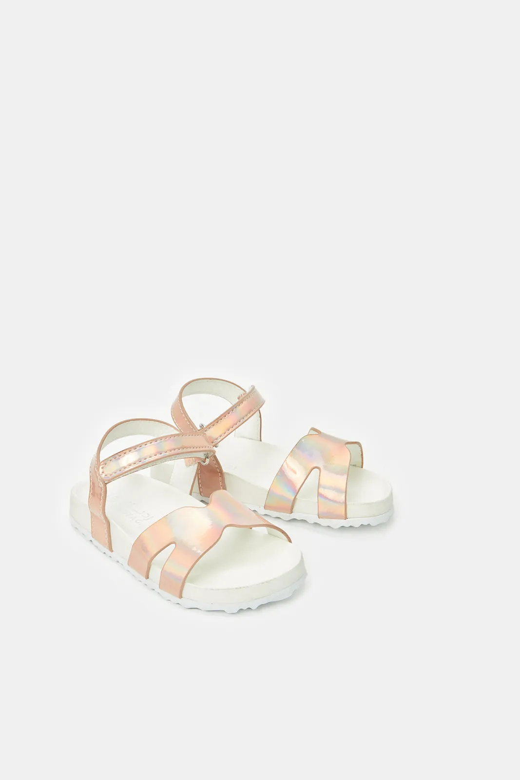 Girls Pink Shiny Strap Sandal