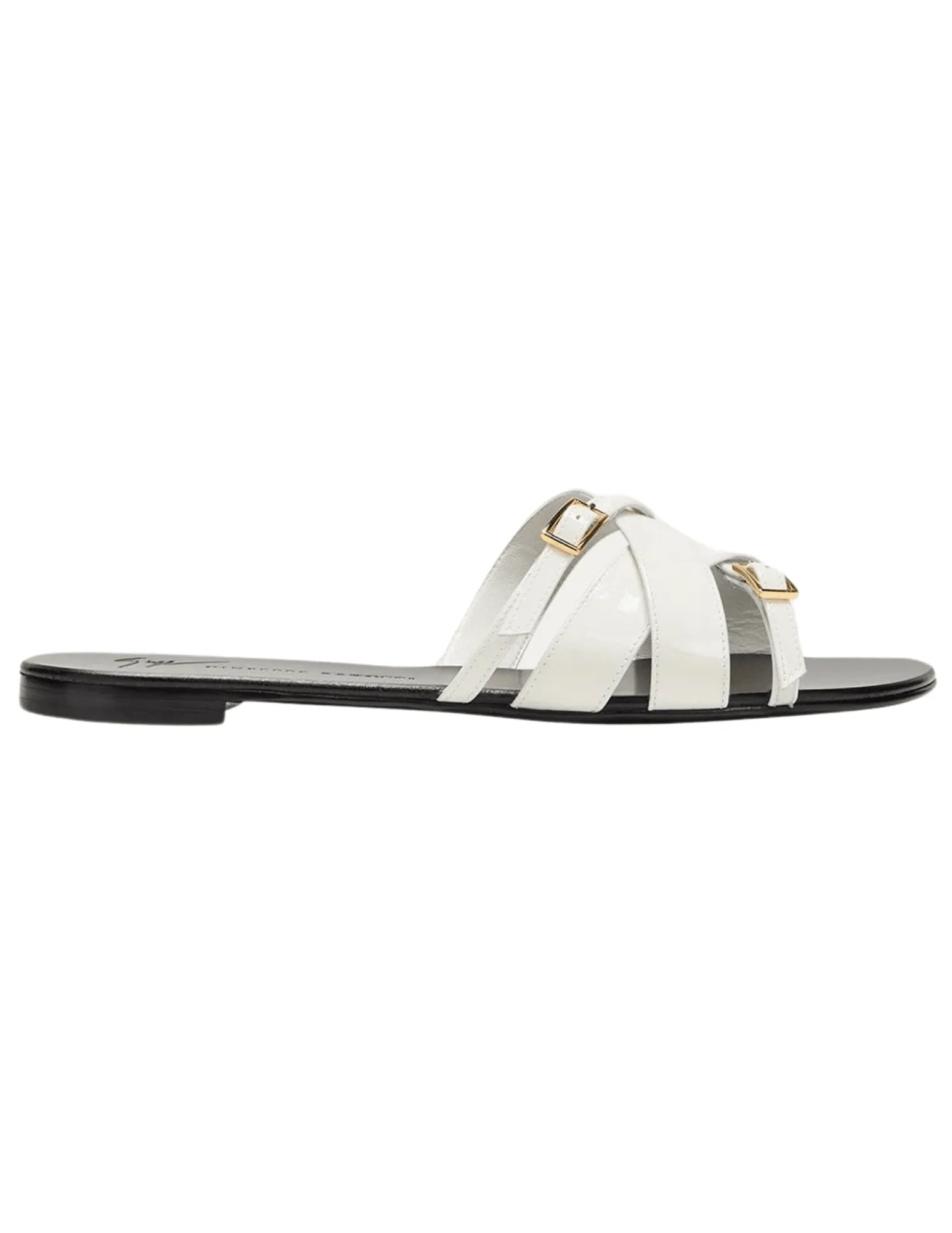 Giuseppe Zanotti Alhima Patent Buckle Flat Mule Sandal