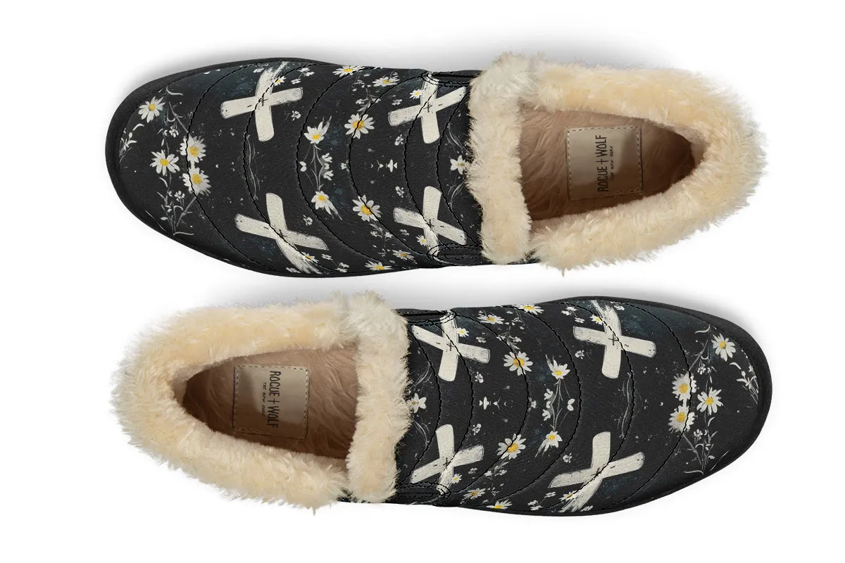 Graveyard Bloom Winter Sneakers - Warm & Easy Slip-On Shoes Lined with Vegan Wool with Anti-Slip Soles