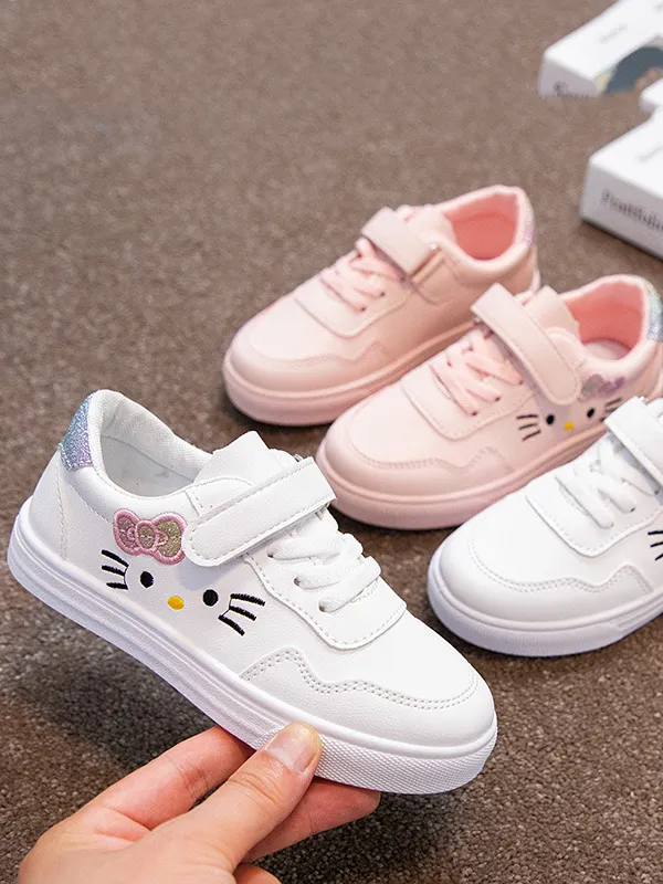 Hello Kitten Velcro Sneakers by Liv and Mia