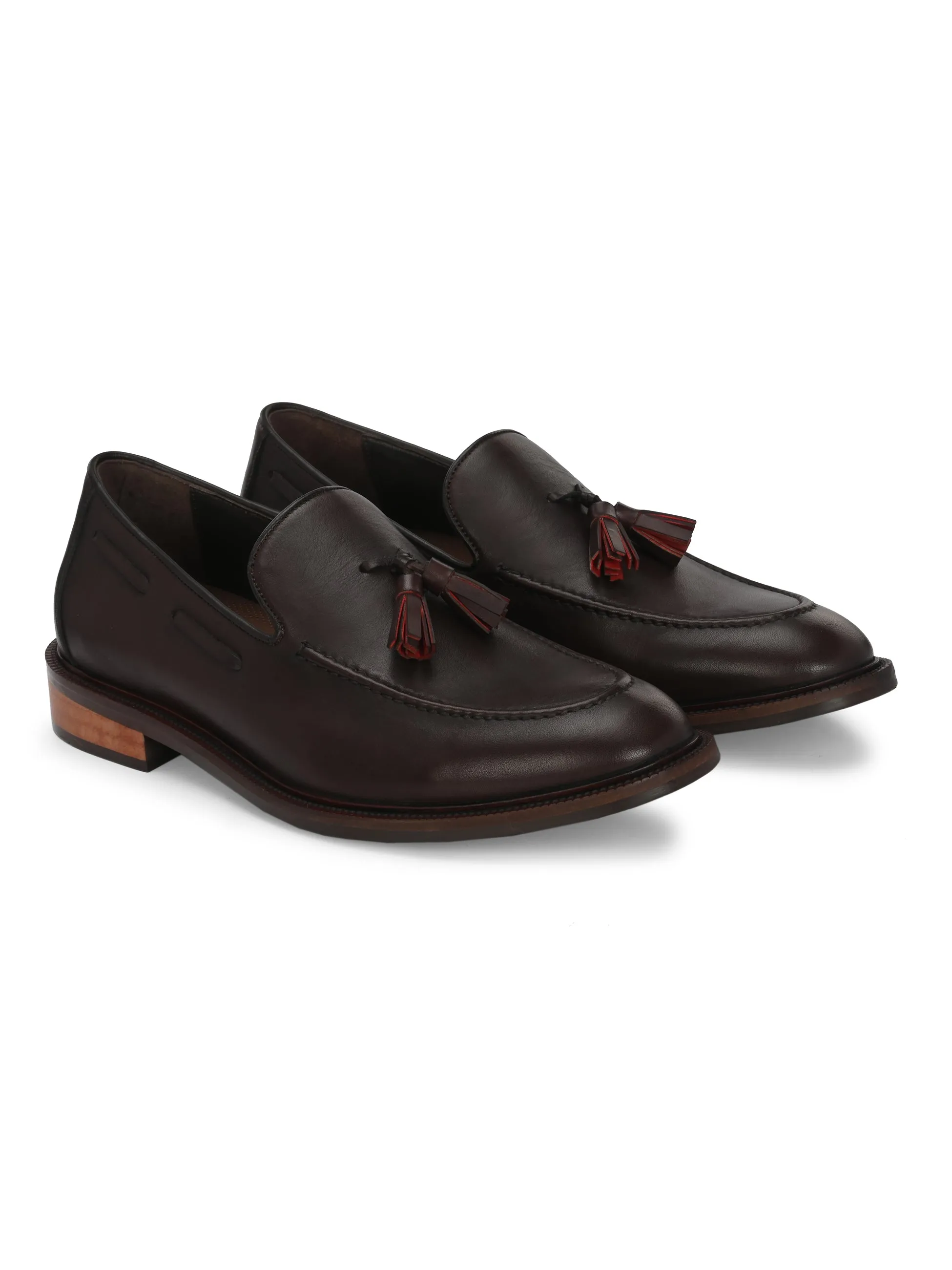 Hitz Men's Brown Leather Tassel Shoes