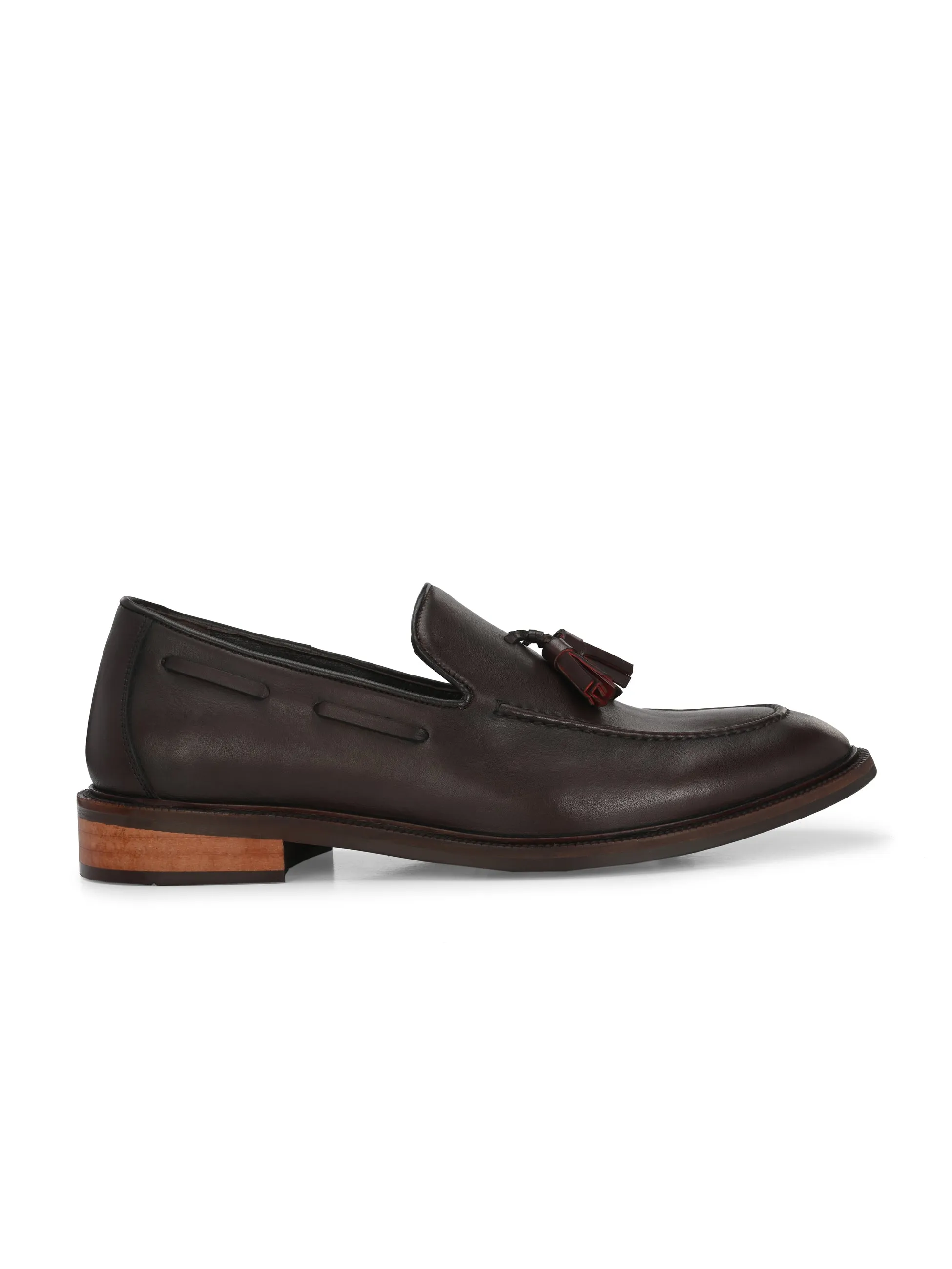 Hitz Men's Brown Leather Tassel Shoes