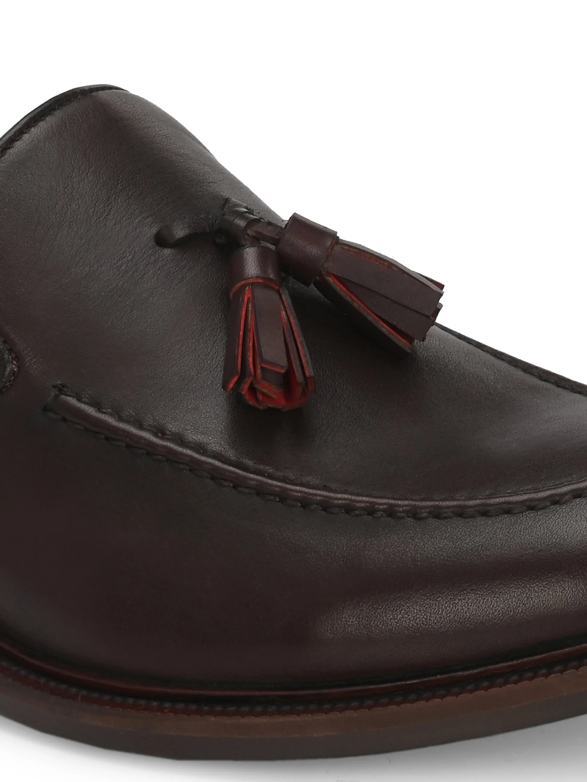 Hitz Men's Brown Leather Tassel Shoes