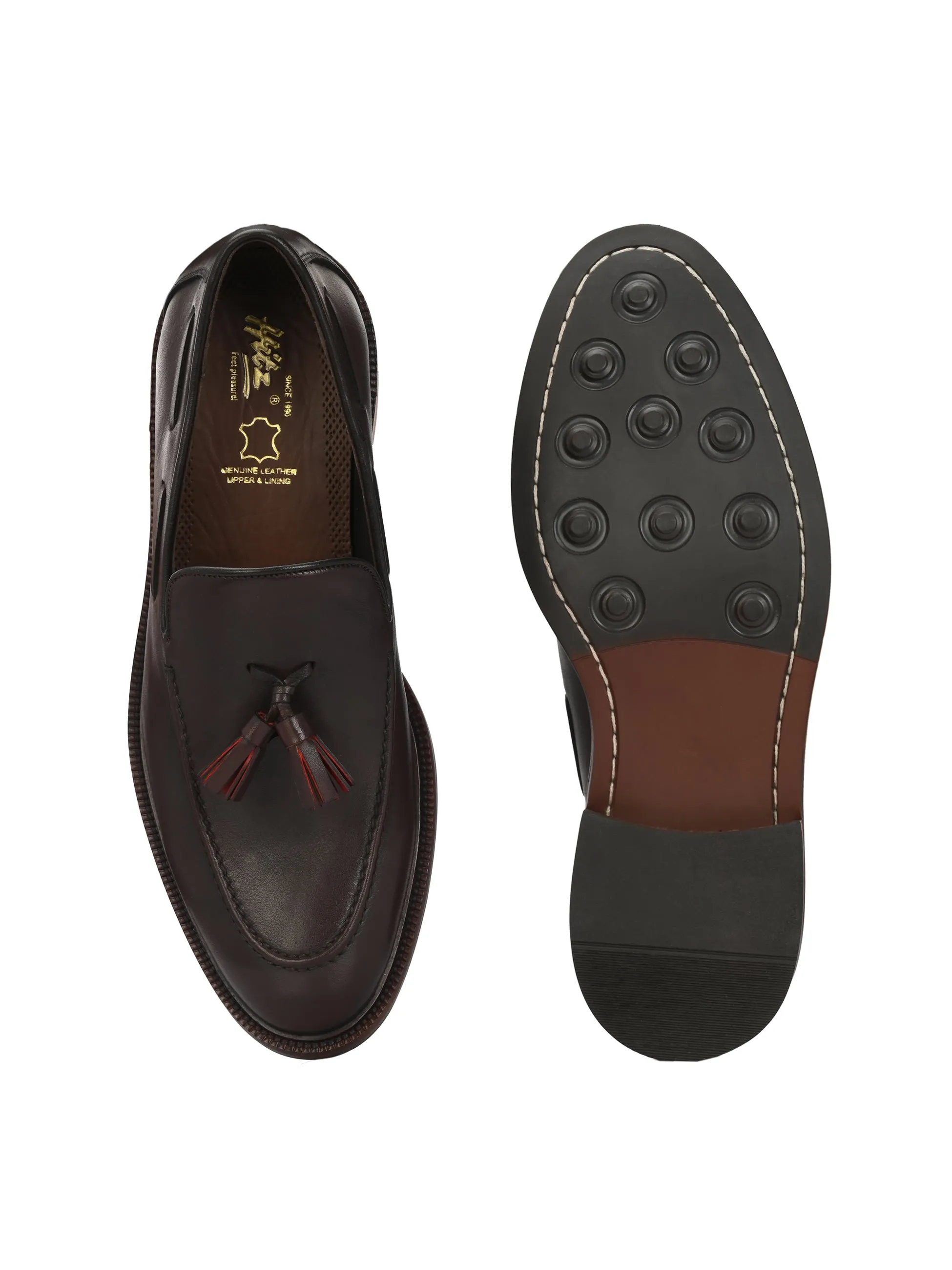 Hitz Men's Brown Leather Tassel Shoes