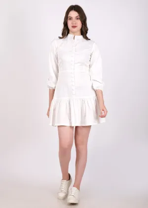 Ivory Script Embossed Button-Down Dress