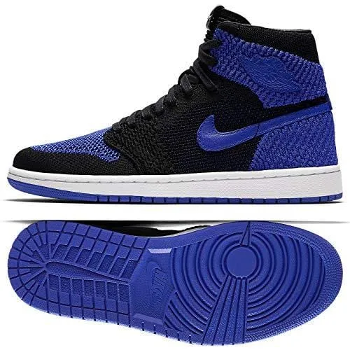 Jordan Nike Mens Air 1 Retro Hi Flyknit Black/Royal Flyknit Size 11