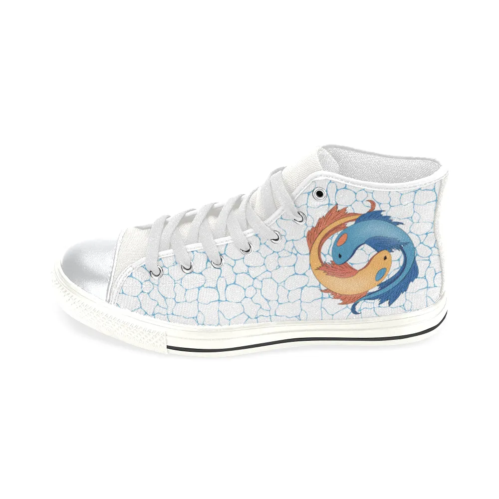 Kid's Pisces White Zodiac Print Canvas High Top Shoes