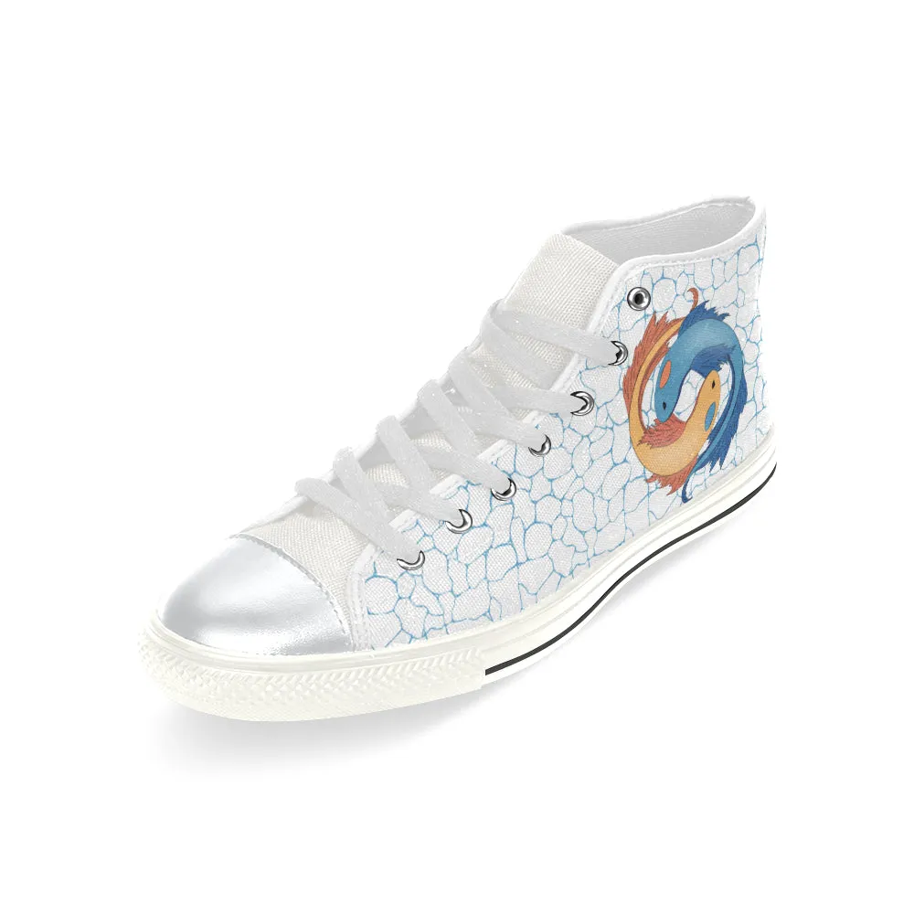 Kid's Pisces White Zodiac Print Canvas High Top Shoes