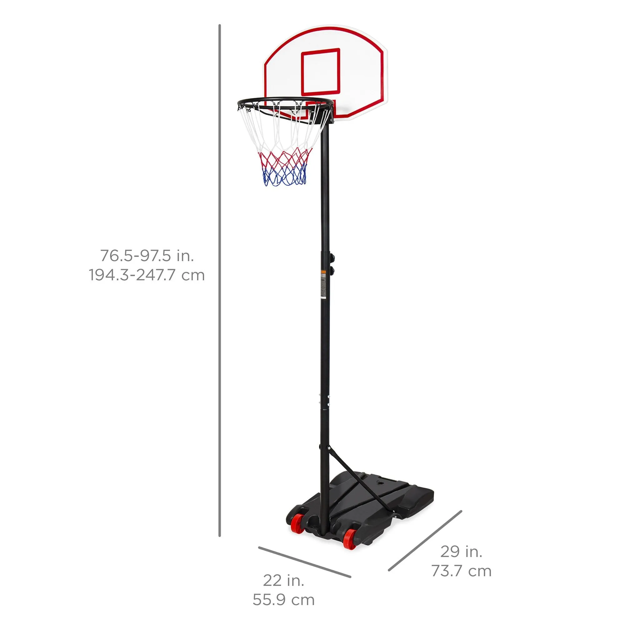 Kids Portable Height-Adjustable Basketball Hoop System Stand - Black