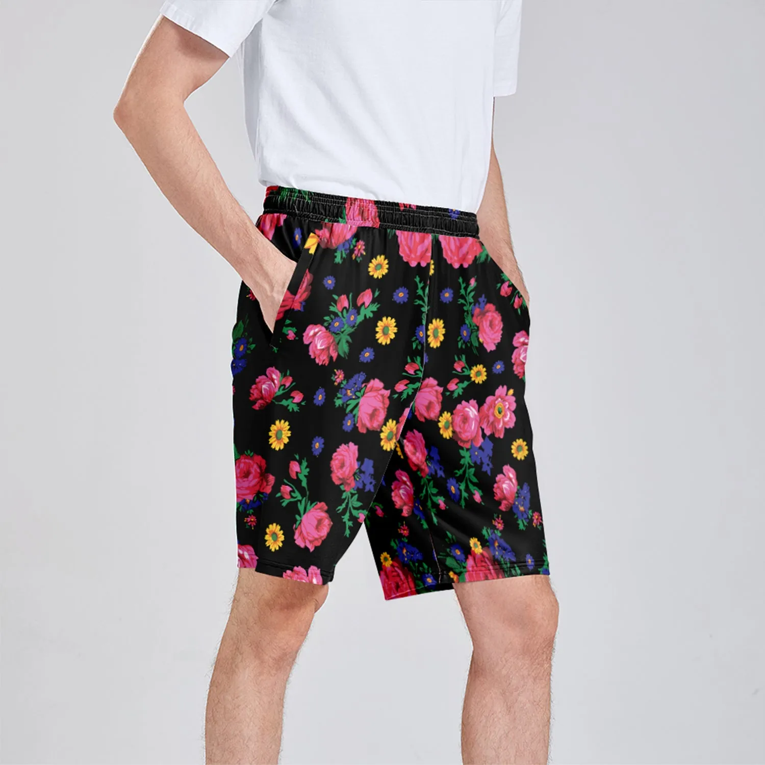 Kokum Ceremony Black Athletic Shorts with Pockets