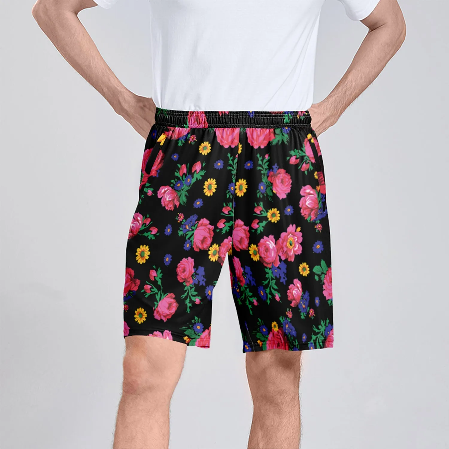 Kokum Ceremony Black Athletic Shorts with Pockets