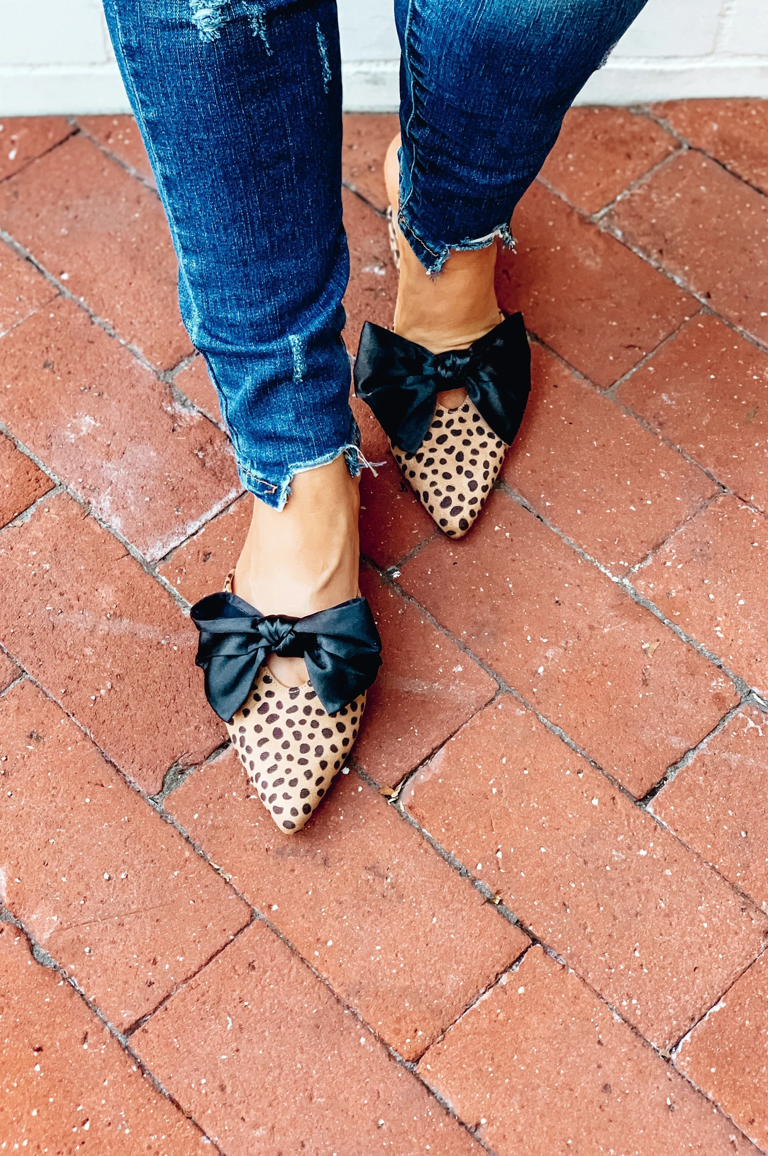 Leopard Satin Bow Mules