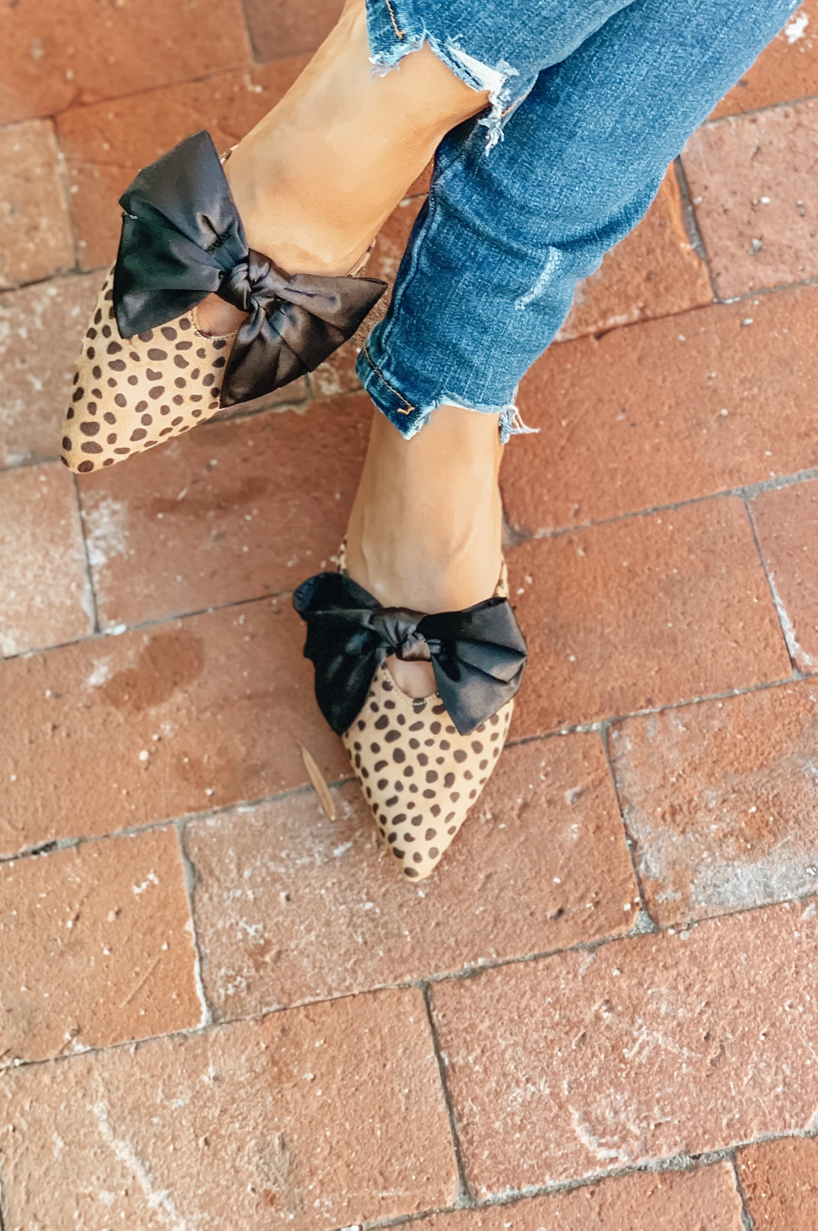 Leopard Satin Bow Mules