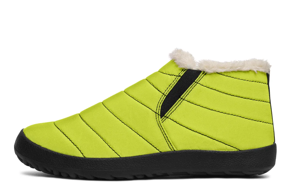 Lime Punch Winter Sneakers - Warm & Easy Slip-On Shoes Lined with Vegan Wool with Anti-Slip Soles