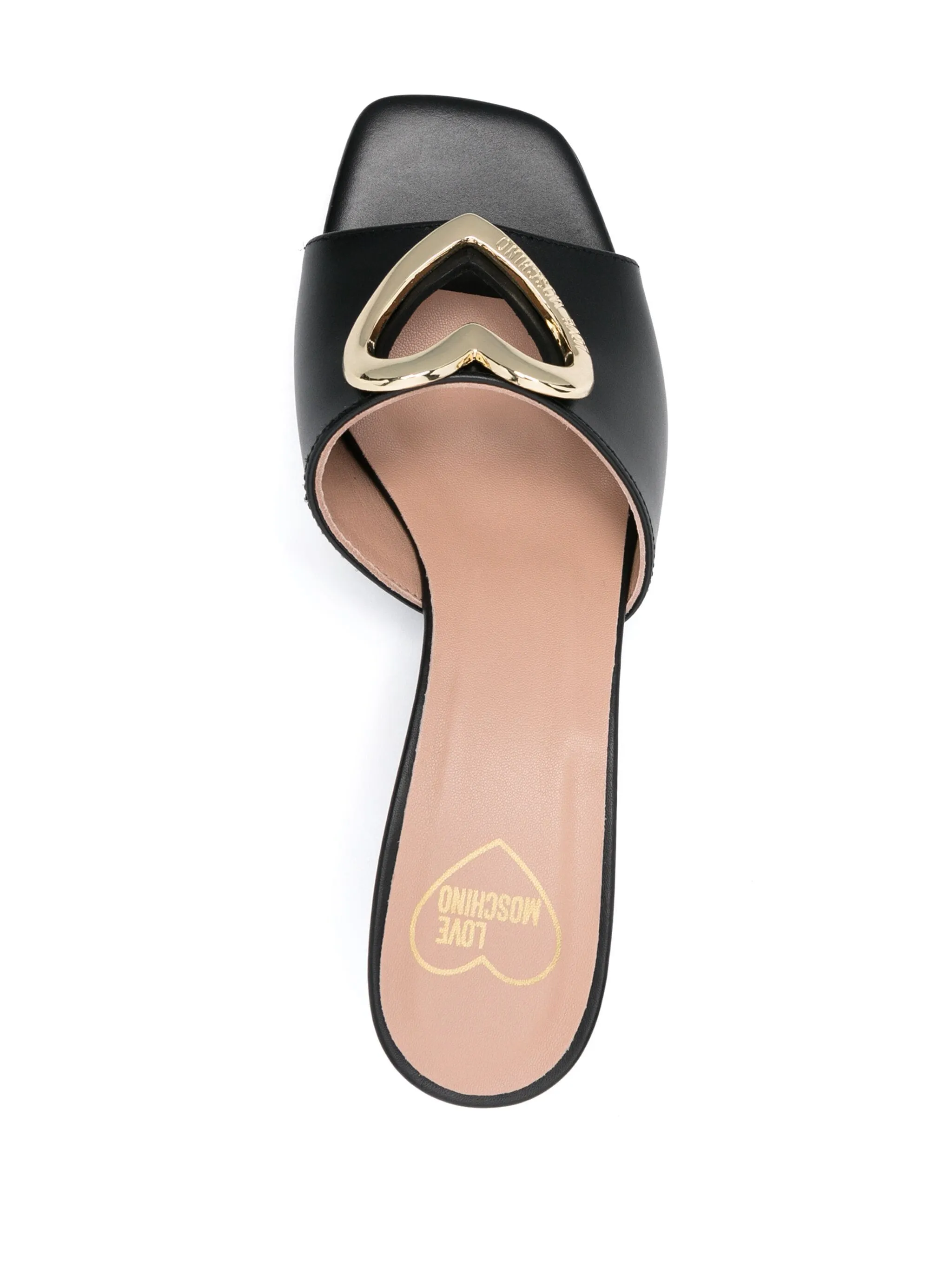 Logo Plaque Leather Mules - Black