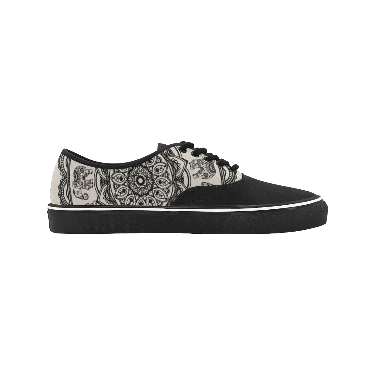 Men's Elephant Mandala Print Canvas Low Top Shoes