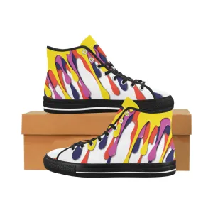 Men's Paint Splatter Print Big Size High Top Canvas Shoes