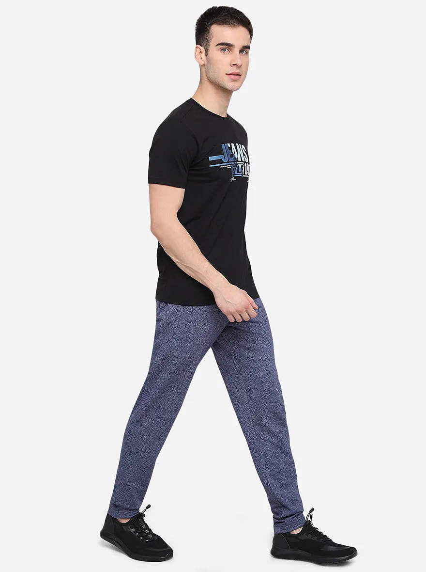 Navy Blue Solid Slim Fit Track Pants | JadeBlue