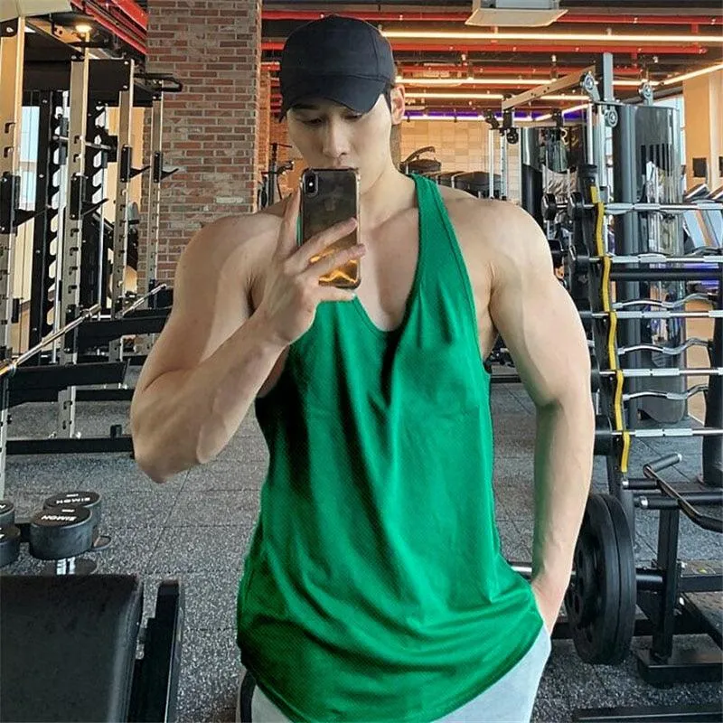 New Summer Brand Vest Mesh Gym Clothing - Mens Tank Tops Sleeveless Shirt - Bodybuilding Equipment Fitness Men's Stringer Tank Top (TM7)(1U101)(1U100)