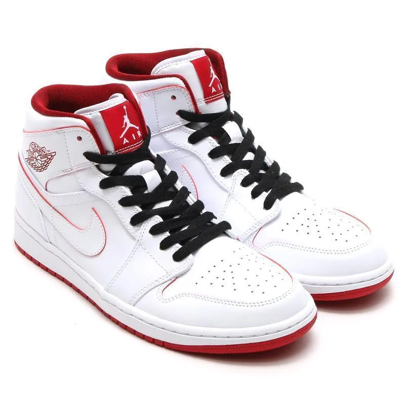 Nike Air Jordan 1 Mid White Red  Shoes Basketball Men !!! CYBER MONDAY SALE !!!