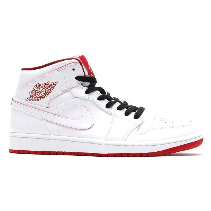 Nike Air Jordan 1 Mid White Red  Shoes Basketball Men !!! CYBER MONDAY SALE !!!