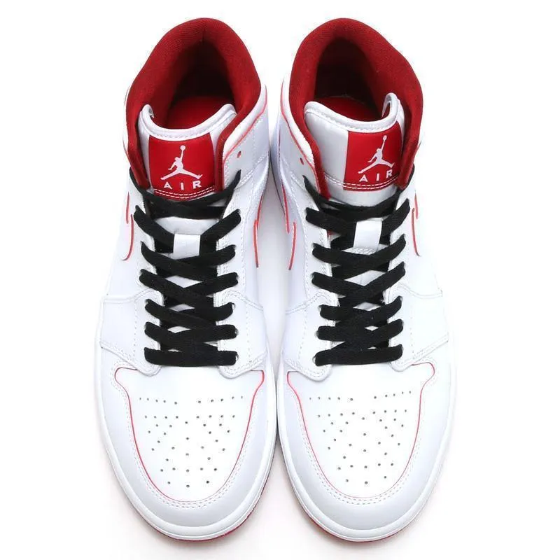 Nike Air Jordan 1 Mid White Red  Shoes Basketball Men !!! CYBER MONDAY SALE !!!