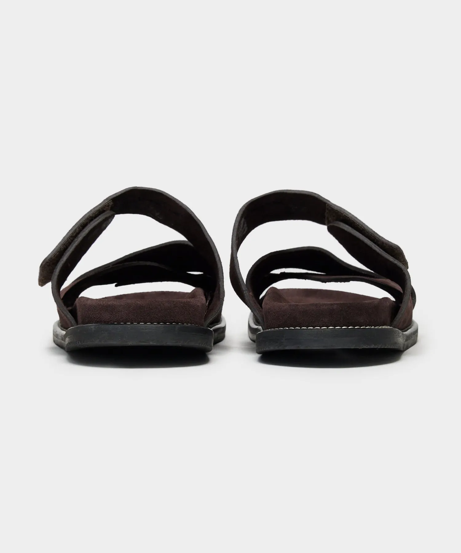 Nomad Suede Adjustable Crossover Sandal in Dark Brown