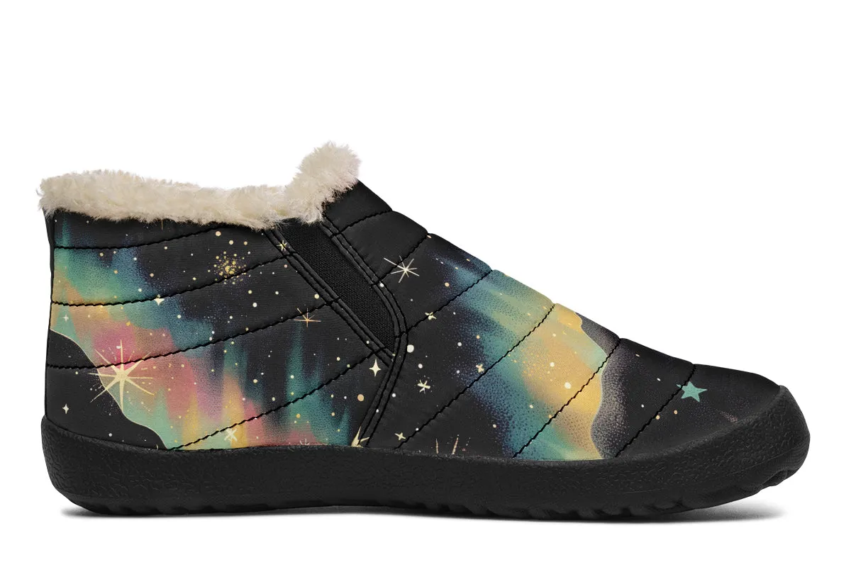 Northern Lights Winter Sneakers - Warm & Easy Slip-On Shoes Lined with Vegan Wool with Anti-Slip Soles