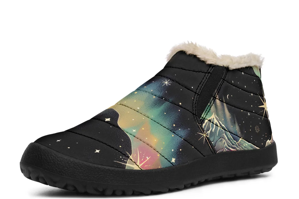 Northern Lights Winter Sneakers - Warm & Easy Slip-On Shoes Lined with Vegan Wool with Anti-Slip Soles