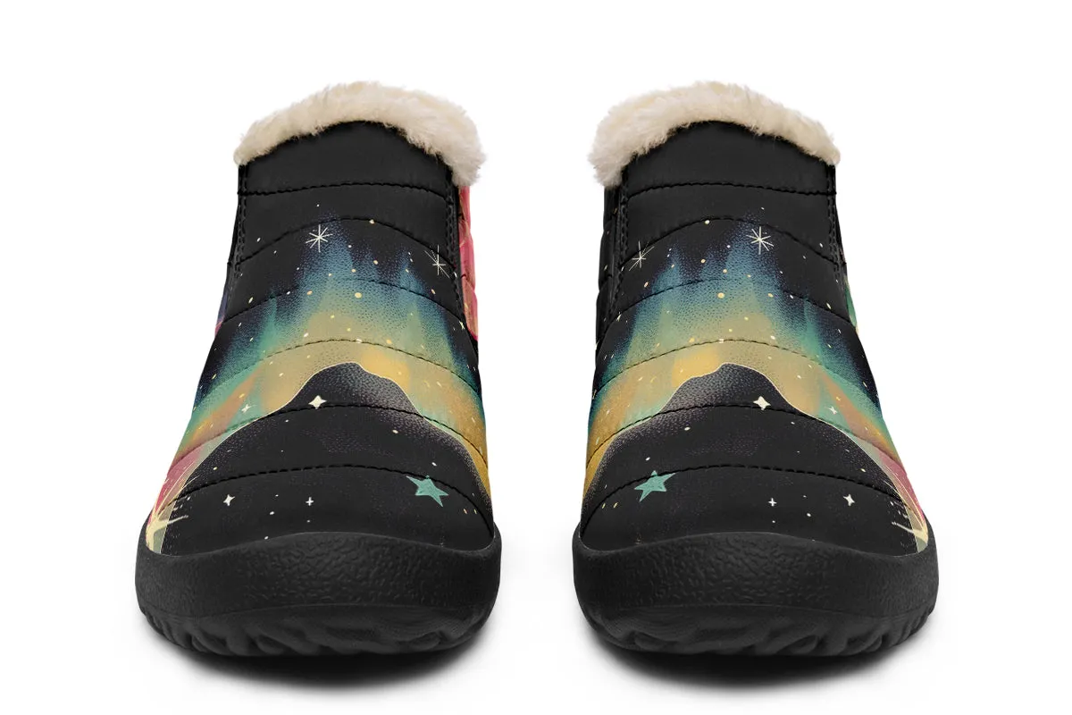 Northern Lights Winter Sneakers - Warm & Easy Slip-On Shoes Lined with Vegan Wool with Anti-Slip Soles