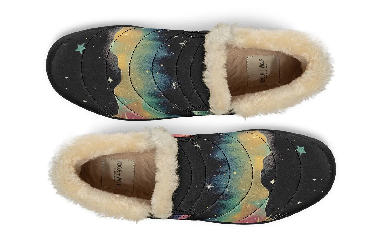 Northern Lights Winter Sneakers - Warm & Easy Slip-On Shoes Lined with Vegan Wool with Anti-Slip Soles