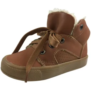 Old Soles Boy's & Girl's Toasty Plush Lining Tan Lace Up Sneaker