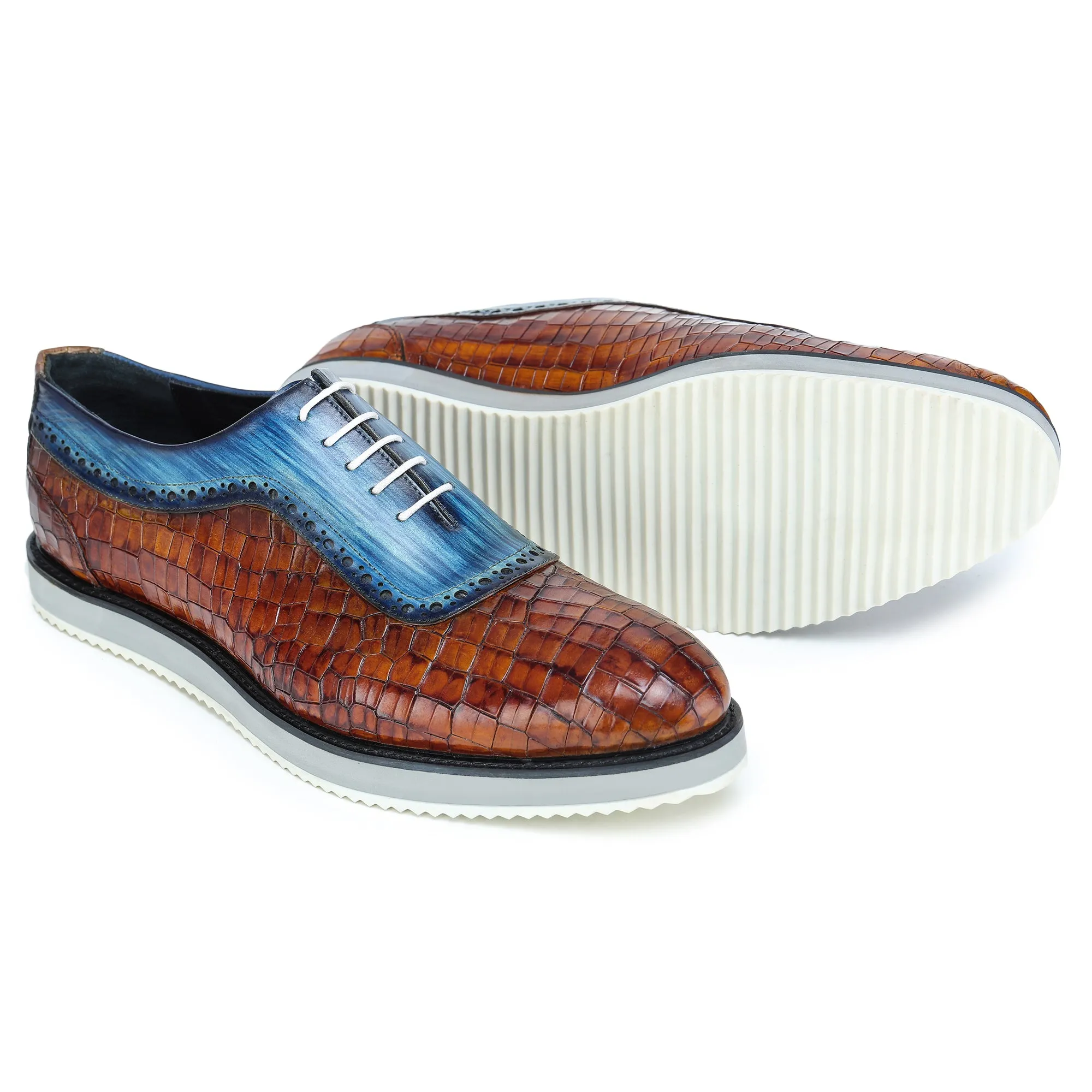 Oxford Sneakers- Croc Brown & Blue