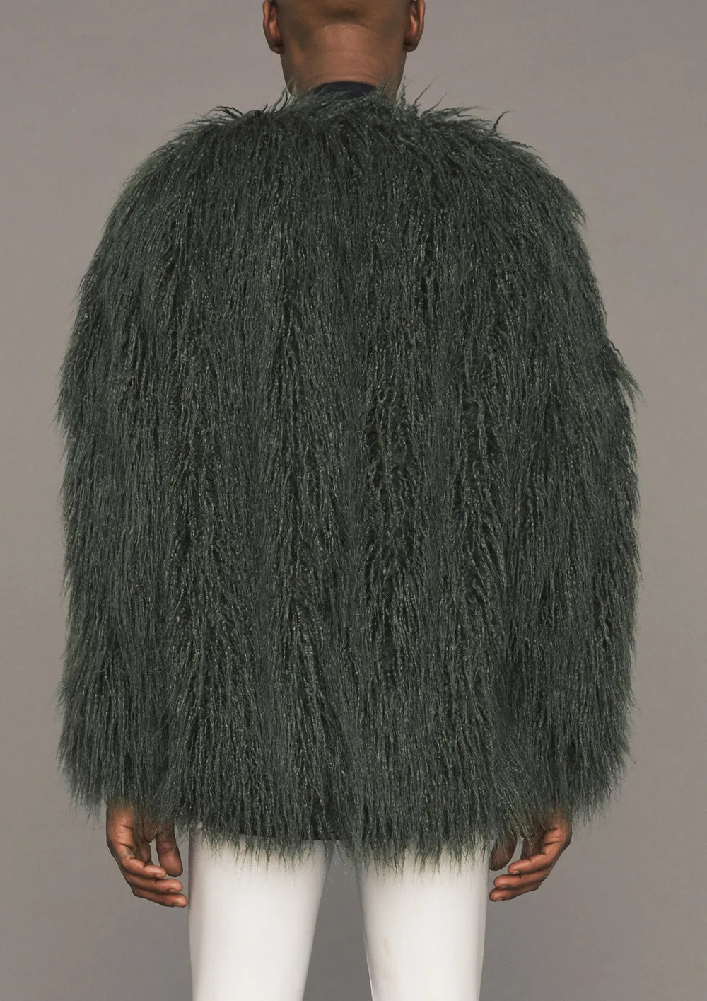 PILOT JACKET - FAUX FUR SHAGGY dark green / FUR LINING black