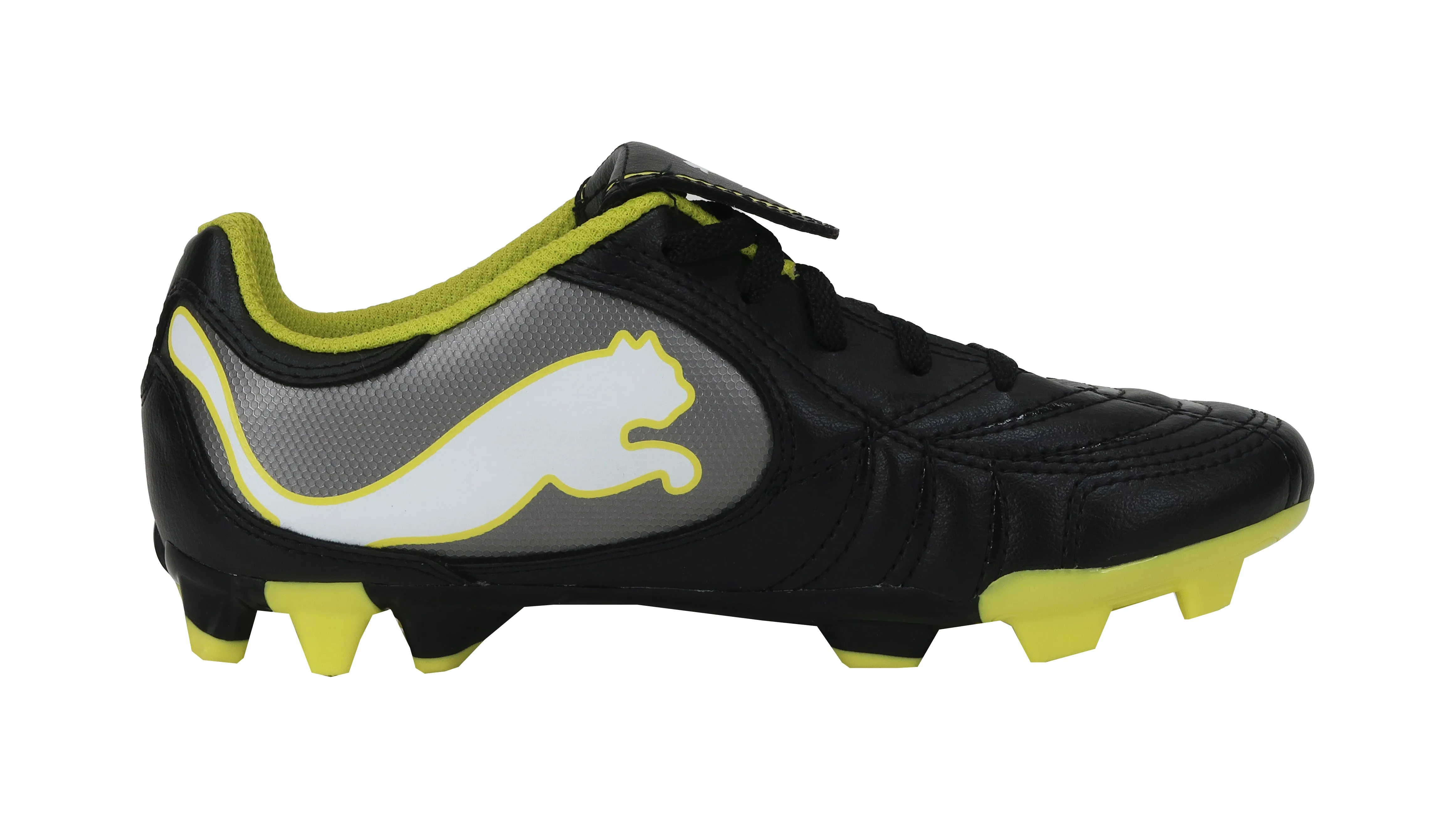 Puma Big Kids Power Cat Black/Fluo Yellow Soccer Cleats