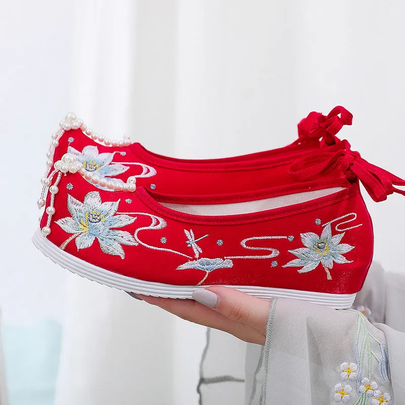 Pumps Warped Head Bow For Han Chinese Canvas Shoes