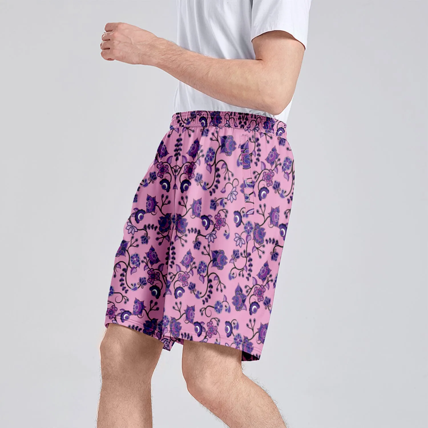 Purple Floral Amour Athletic Shorts with Pockets