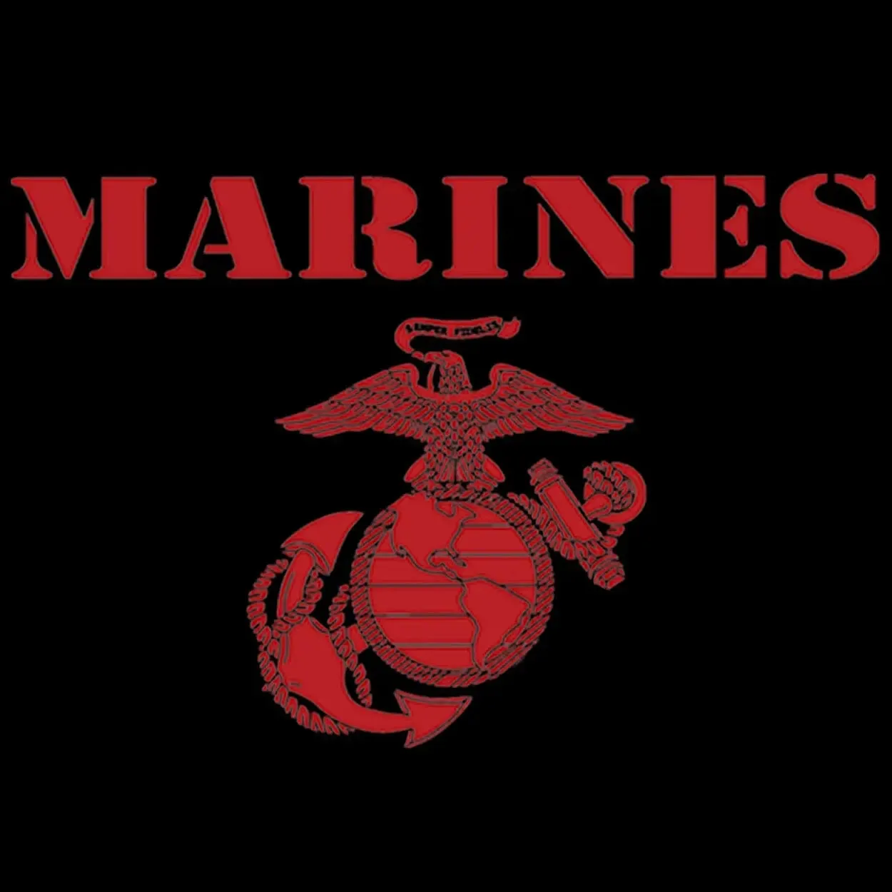 Red on Black Vintage Marines Tee