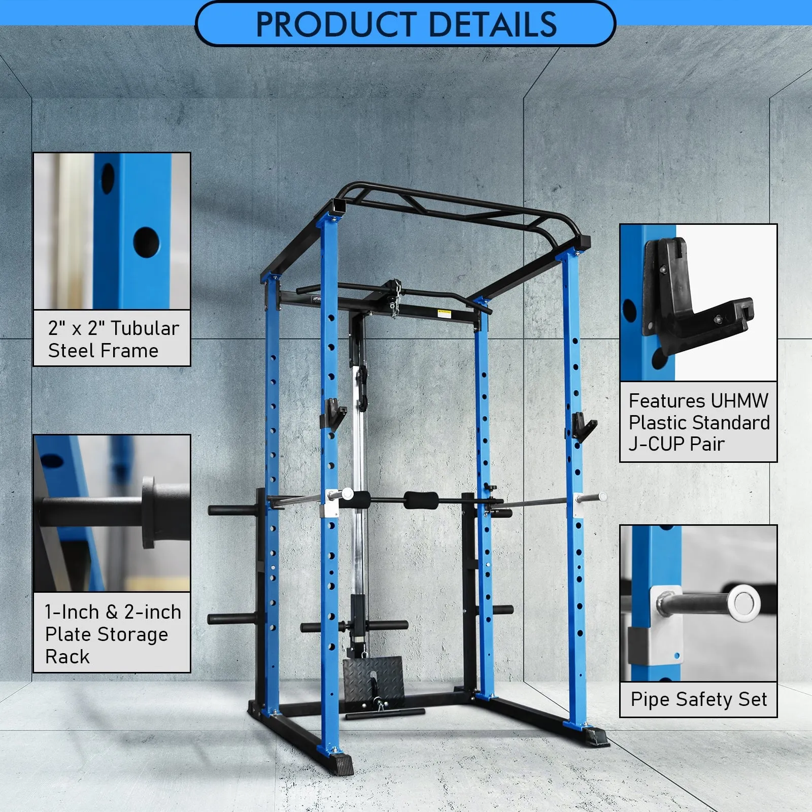 RitFit 1.9K Muscle Blast Home Gym Package Barbell Bench Press Set with Power Cage