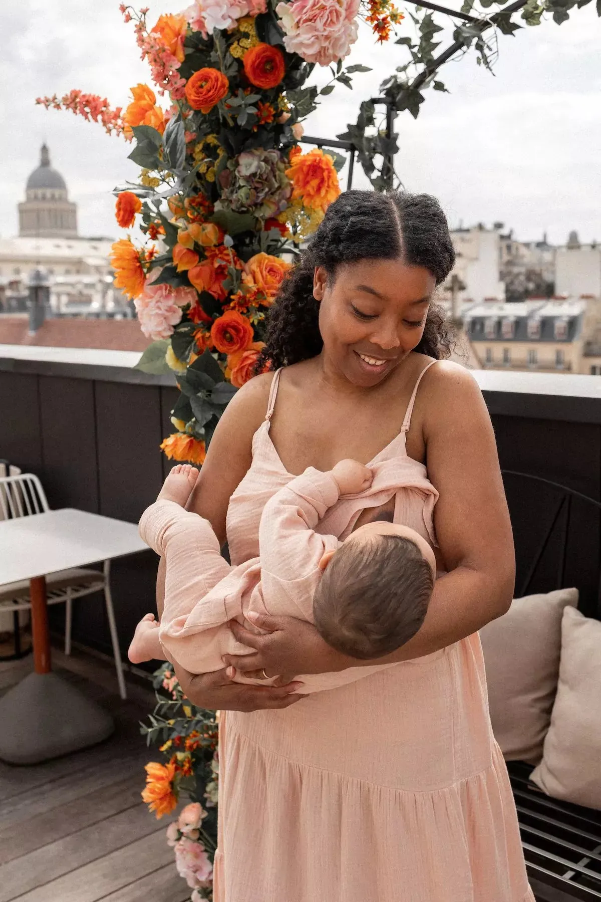 Robe longue d’allaitement Summ’her Mama Nude-Pêche