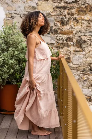 Robe longue d’allaitement Summ’her Mama Nude-Pêche