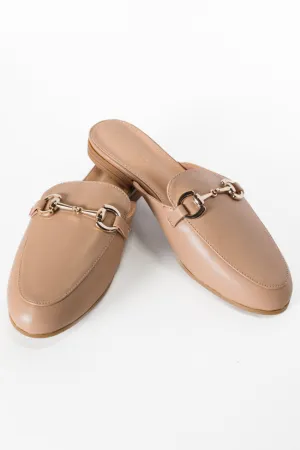 Sabrina Beige Slip-On Leather Mule